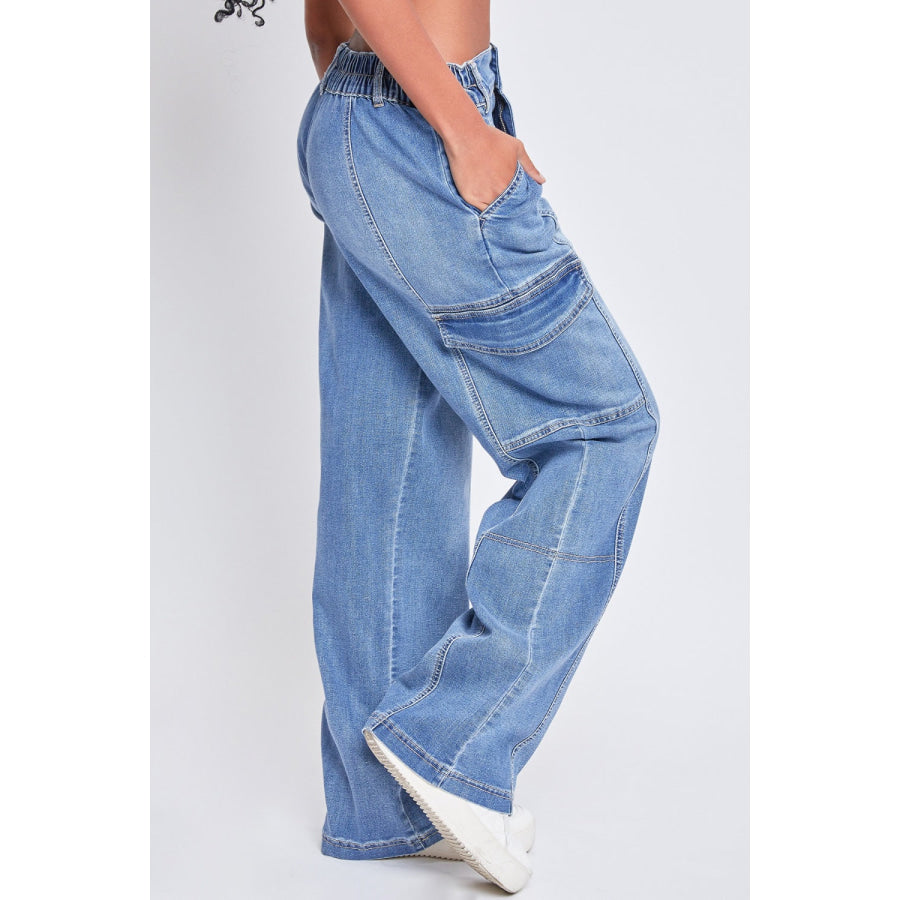 YMI Jeanswear High-Rise Straight Cargo Jeans Apparel and Accessories