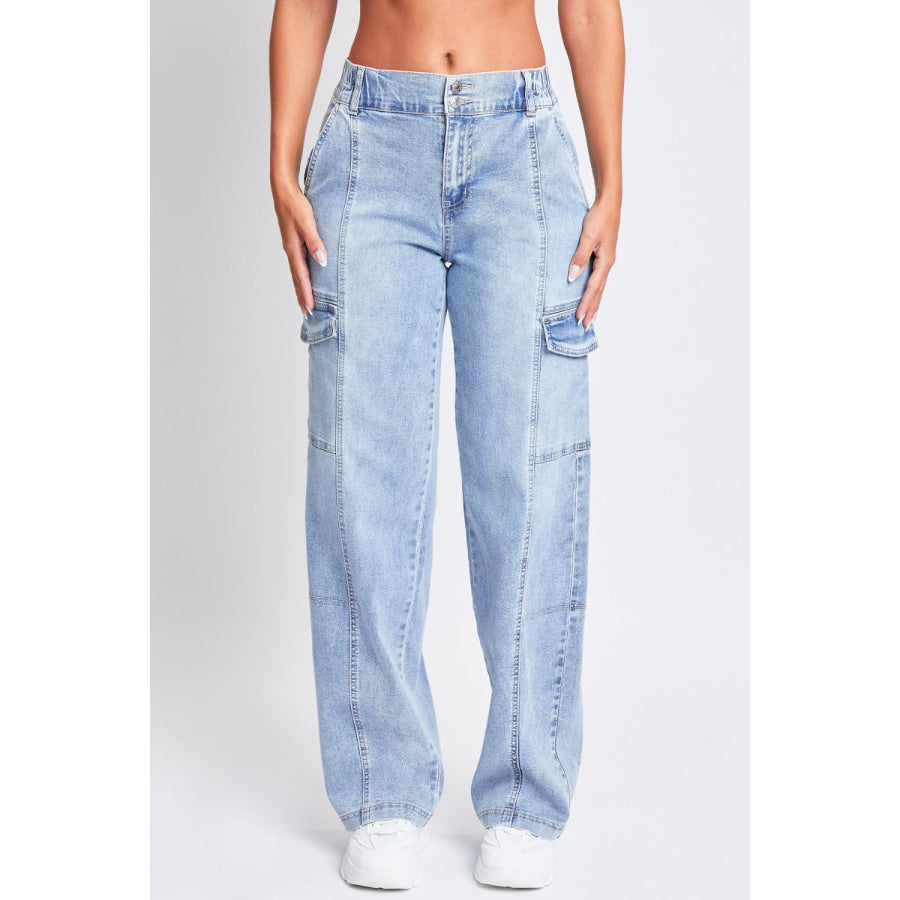 YMI Jeanswear High-Rise Straight Cargo Jeans Apparel and Accessories