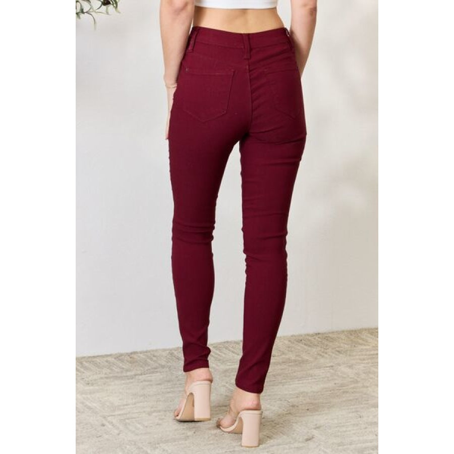 YMI Jeanswear Hyperstretch Mid-Rise Skinny Jeans DARK WINE / S Clothing