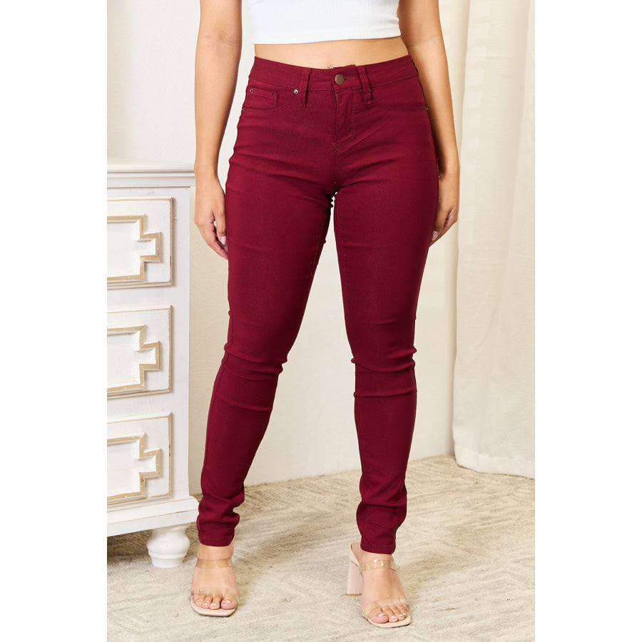 YMI Jeanswear Skinny Jeans with Pockets Burgundy / S Denim