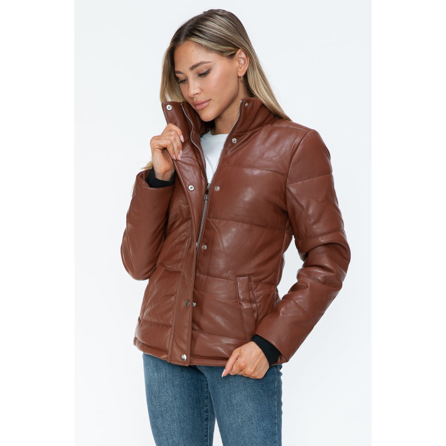 YMI Pocketed Zip Up Turtleneck Puffer Jacket Apparel and Accessories