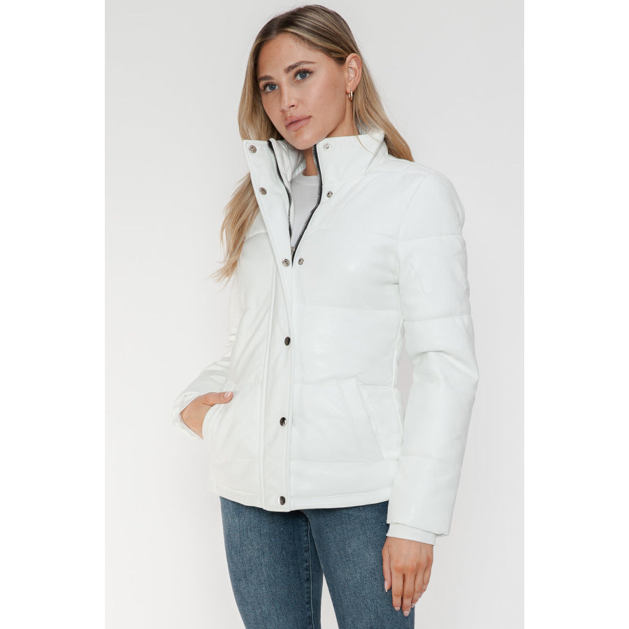 YMI Pocketed Zip Up Turtleneck Puffer Jacket Apparel and Accessories