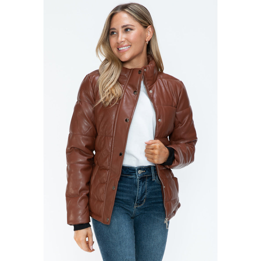 YMI Pocketed Zip Up Turtleneck Puffer Jacket Apparel and Accessories