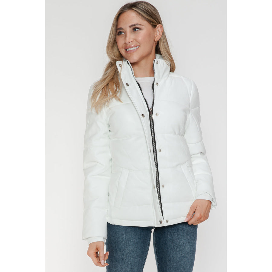 YMI Pocketed Zip Up Turtleneck Puffer Jacket Apparel and Accessories