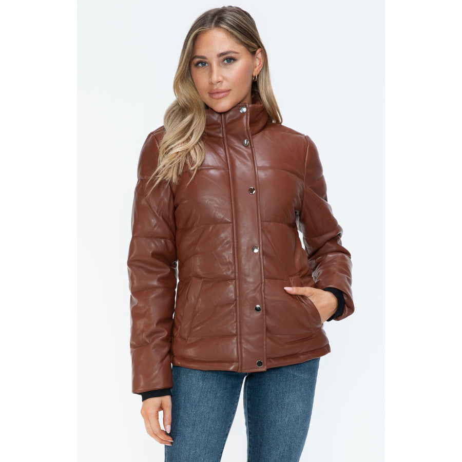 YMI Pocketed Zip Up Turtleneck Puffer Jacket Apparel and Accessories