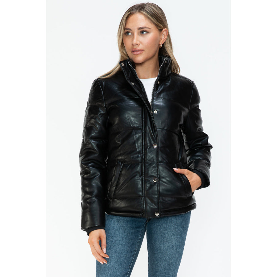 YMI Pocketed Zip Up Turtleneck Puffer Jacket Apparel and Accessories