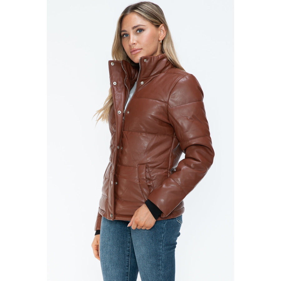 YMI Pocketed Zip Up Turtleneck Puffer Jacket Apparel and Accessories