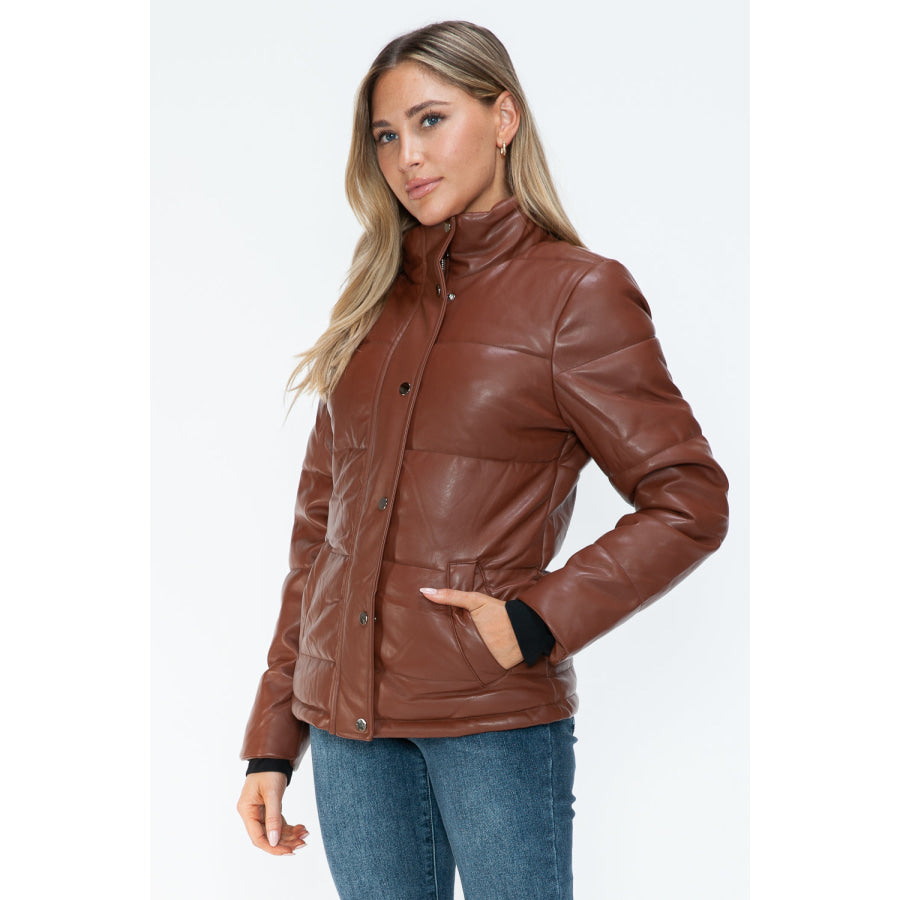 YMI Pocketed Zip Up Turtleneck Puffer Jacket Apparel and Accessories