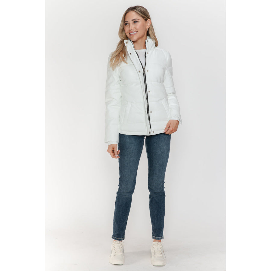 YMI Pocketed Zip Up Turtleneck Puffer Jacket Apparel and Accessories