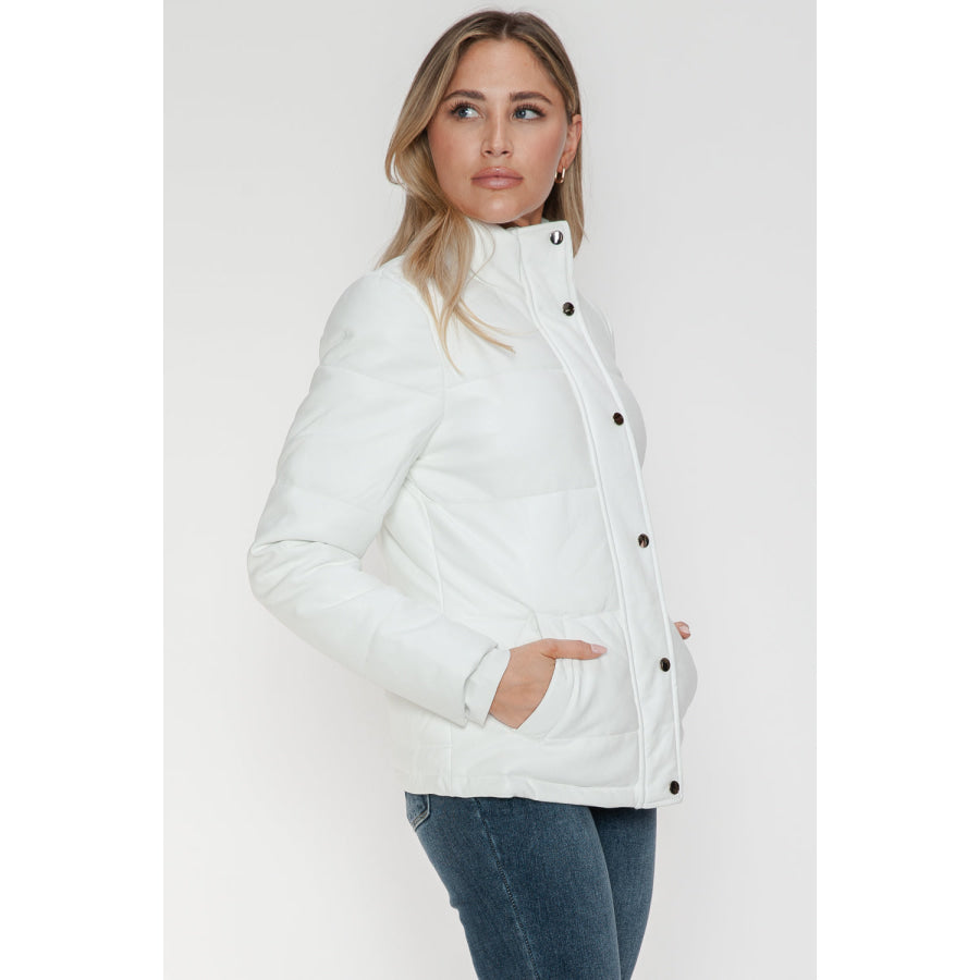 YMI Pocketed Zip Up Turtleneck Puffer Jacket Apparel and Accessories