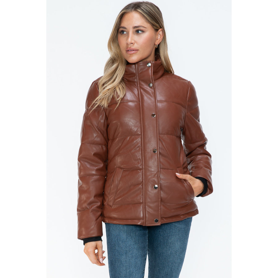 YMI Pocketed Zip Up Turtleneck Puffer Jacket Apparel and Accessories