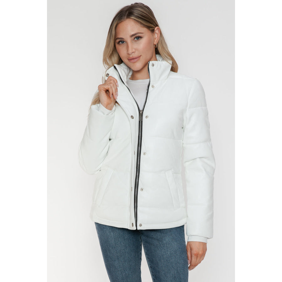 YMI Pocketed Zip Up Turtleneck Puffer Jacket Apparel and Accessories