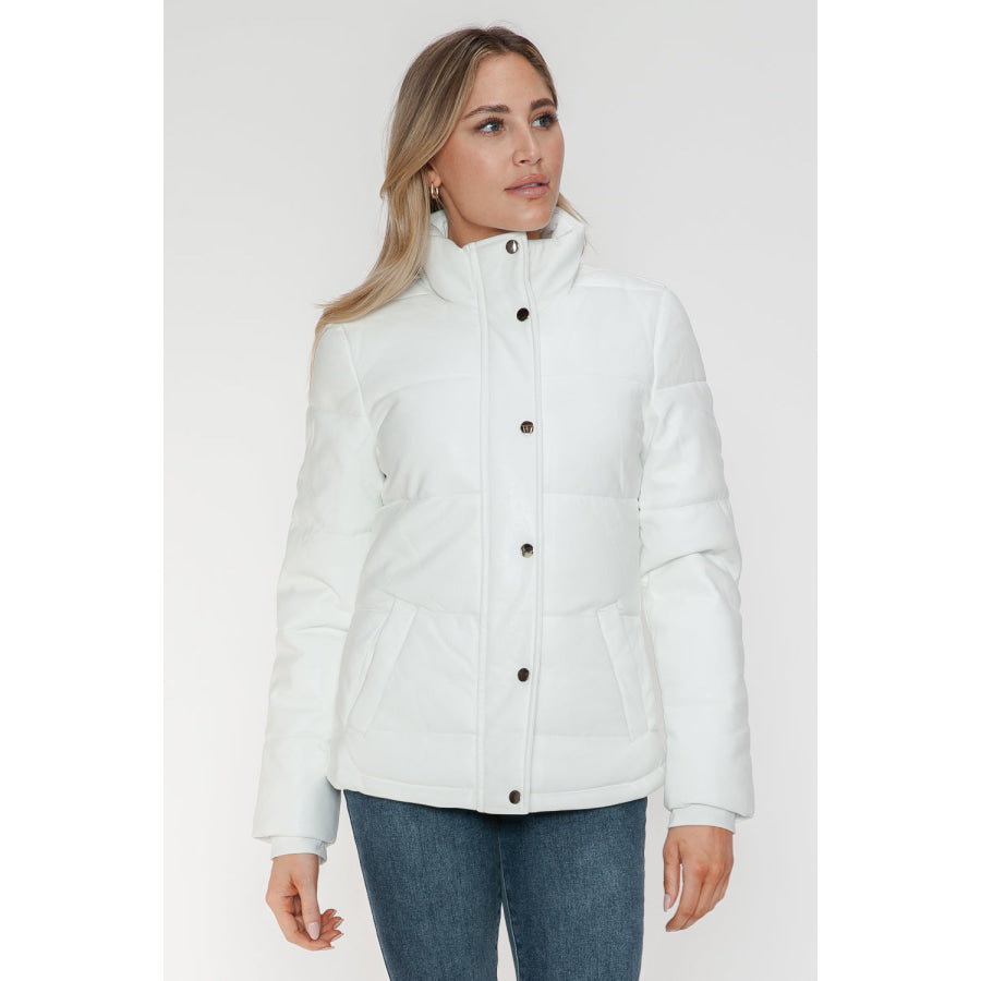 YMI Pocketed Zip Up Turtleneck Puffer Jacket Apparel and Accessories