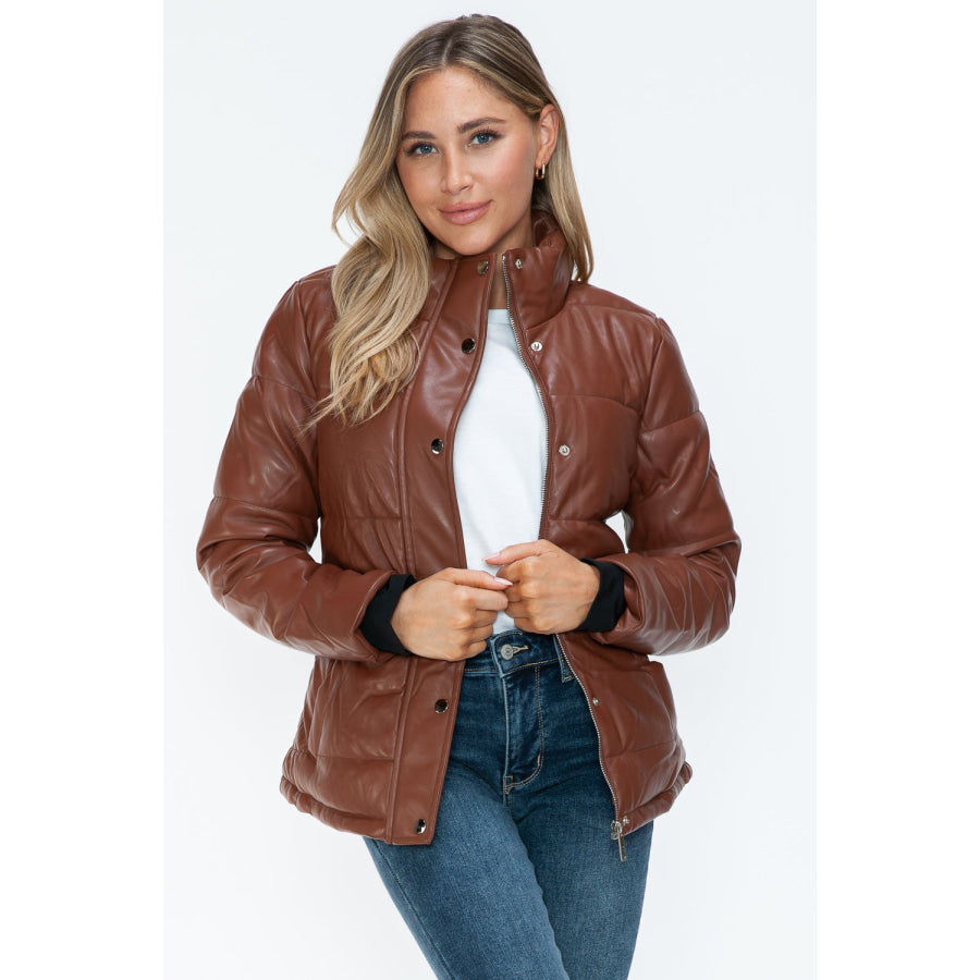 YMI Pocketed Zip Up Turtleneck Puffer Jacket Apparel and Accessories