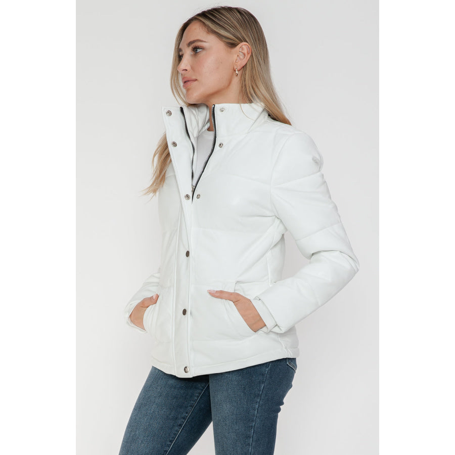 YMI Pocketed Zip Up Turtleneck Puffer Jacket Apparel and Accessories