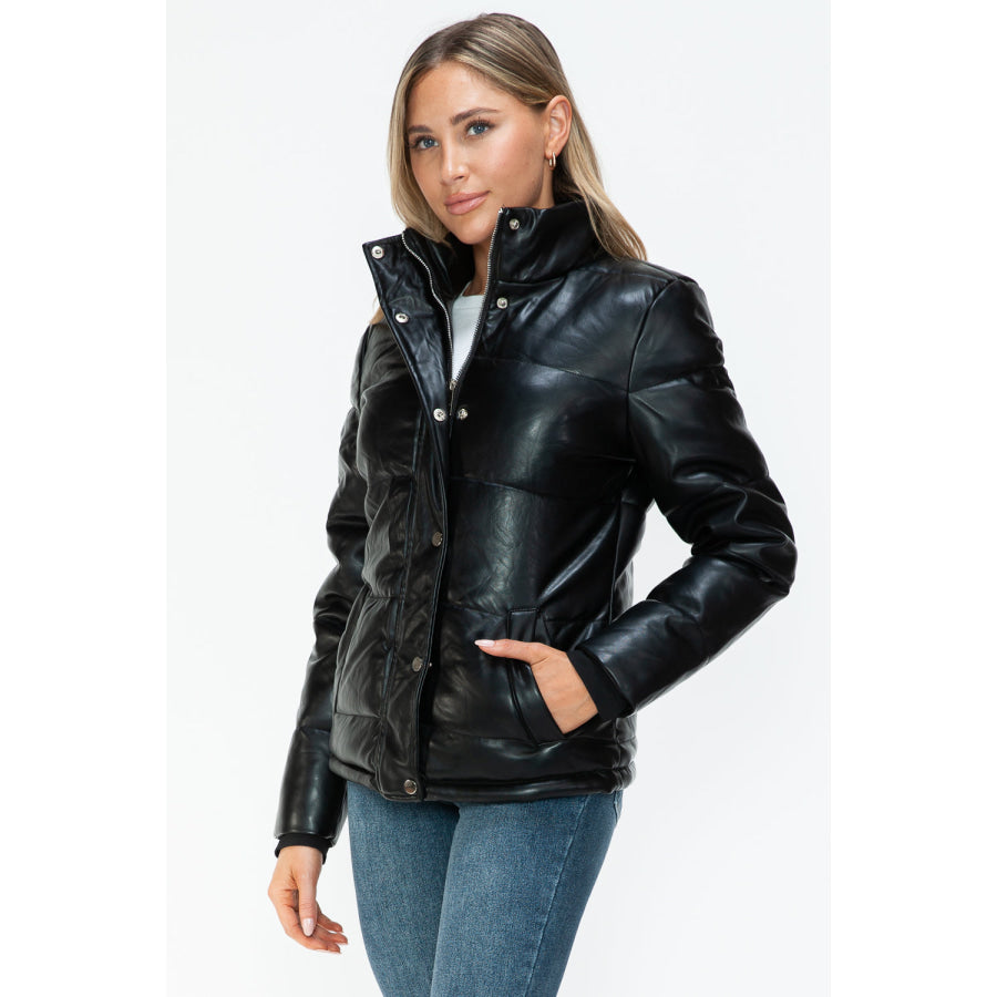 YMI Pocketed Zip Up Turtleneck Puffer Jacket Apparel and Accessories