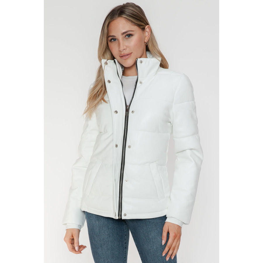 YMI Pocketed Zip Up Turtleneck Puffer Jacket Apparel and Accessories