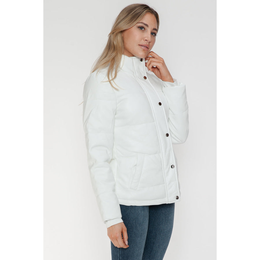 YMI Pocketed Zip Up Turtleneck Puffer Jacket Apparel and Accessories