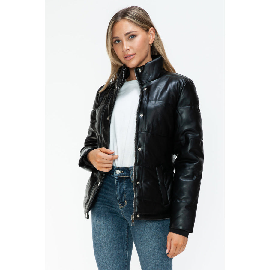 YMI Pocketed Zip Up Turtleneck Puffer Jacket Apparel and Accessories