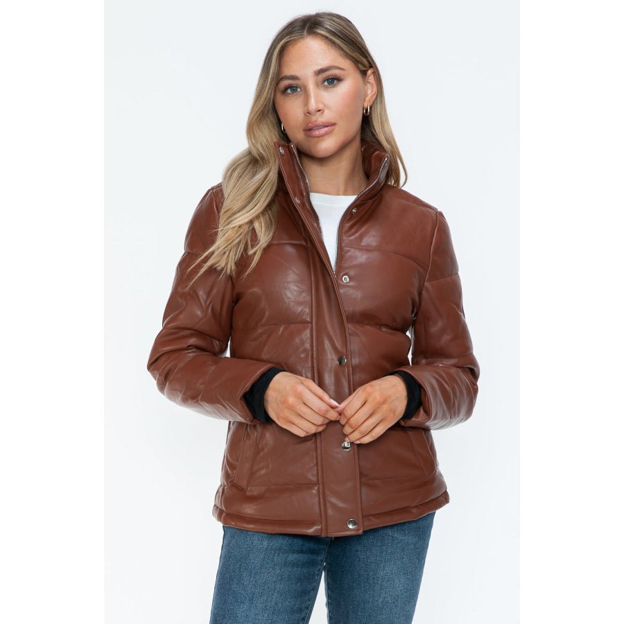 YMI Pocketed Zip Up Turtleneck Puffer Jacket Apparel and Accessories