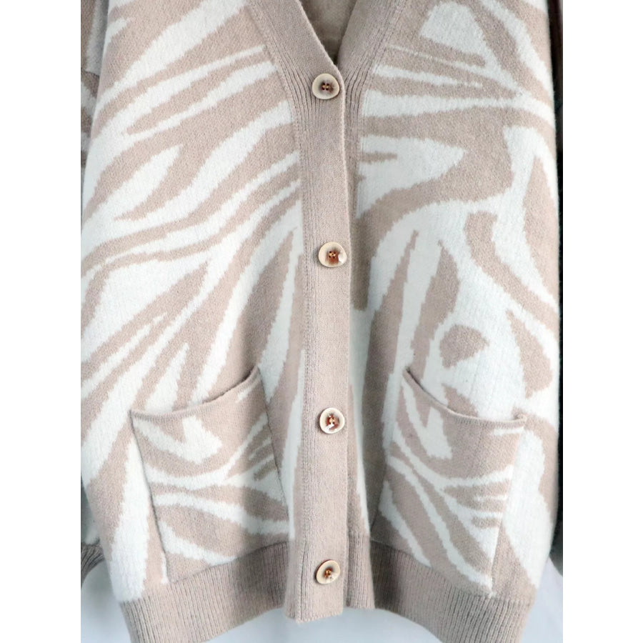 Zebra Print Button Up Cardigan Apparel and Accessories