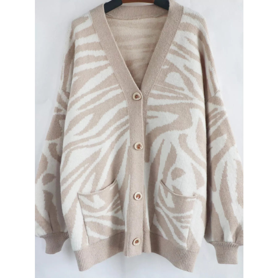 Zebra Print Button Up Cardigan Apparel and Accessories