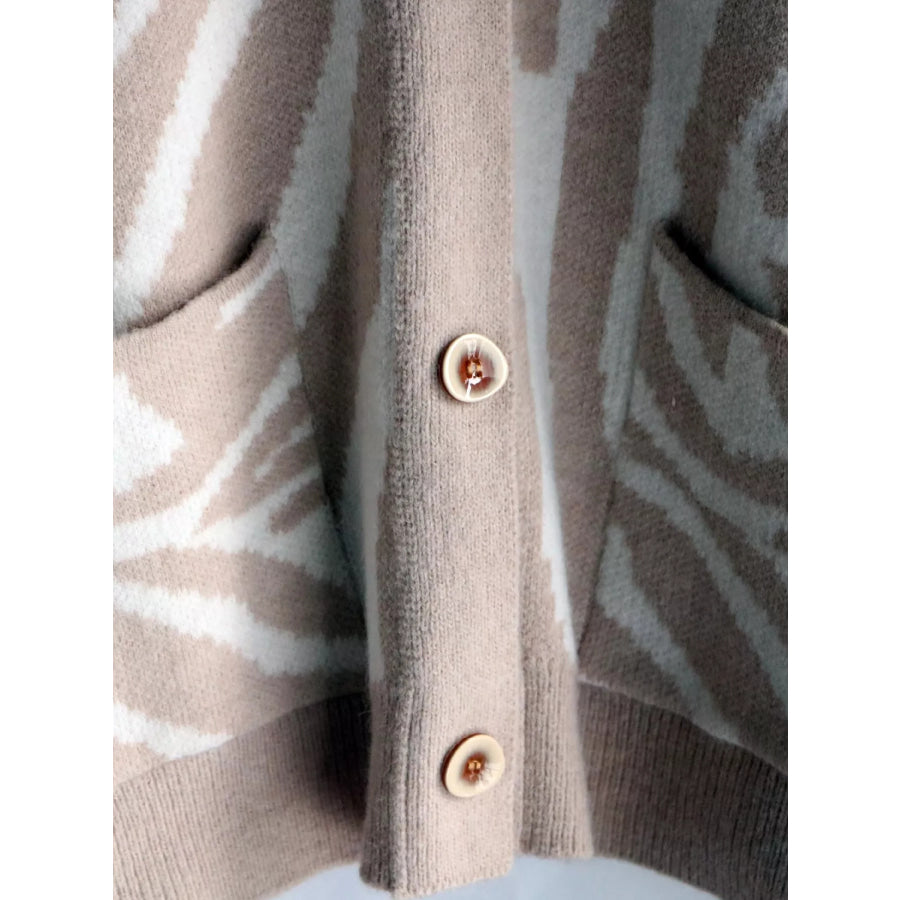 Zebra Print Button Up Cardigan Apparel and Accessories