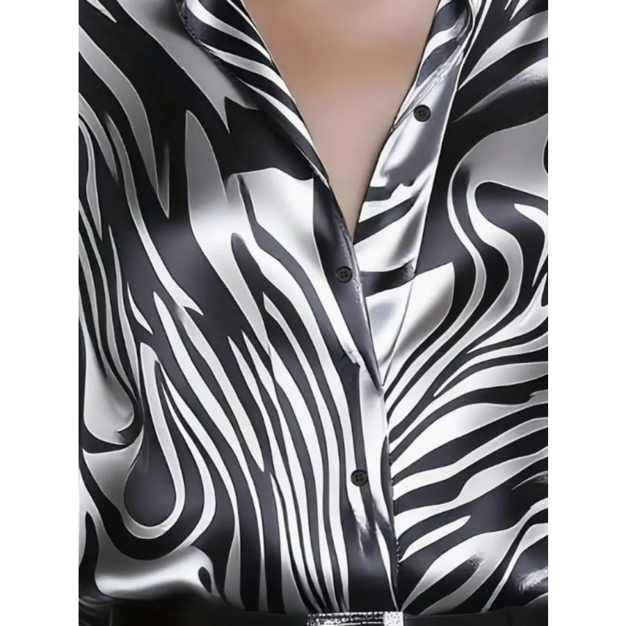 Zebra Print Button Up Shirt Apparel and Accessories