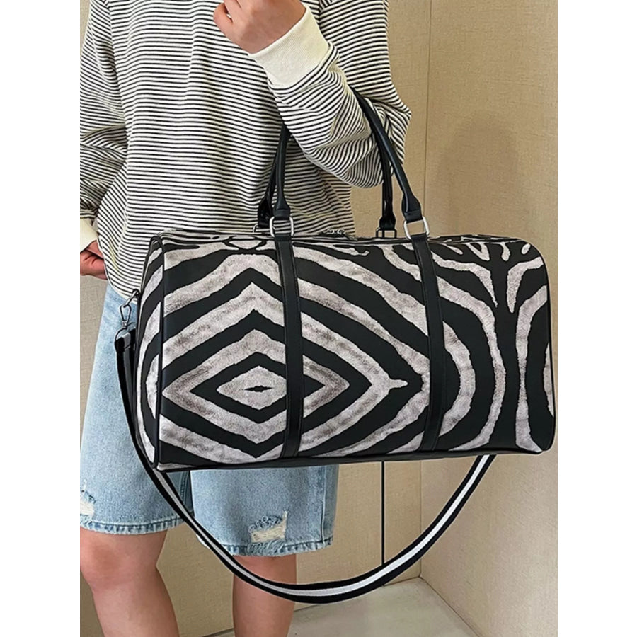 Zebra Print Duffle Bag Black / onesize Apparel and Accessories