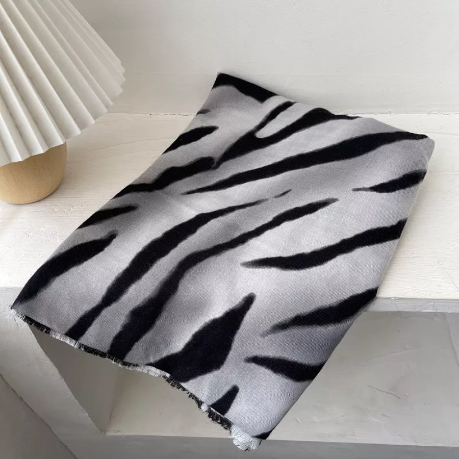 Zebra Print Lightweight Scarf Gray / One Size Apparel and Accessories
