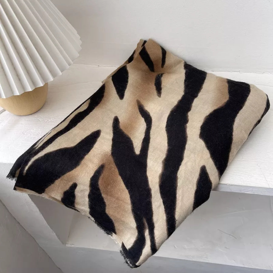 Zebra Print Lightweight Scarf Tan / One Size Apparel and Accessories