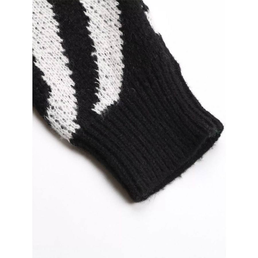 Zebra Print Relaxed Fit Pullover Sweater Apparel and Accessories