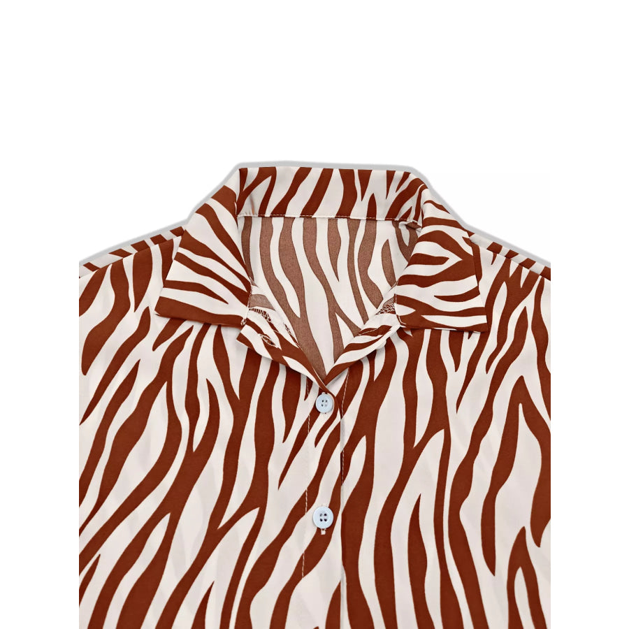Zebra Print Relaxed Fit Top and Pants Two-Piece Set Apparel and Accessories
