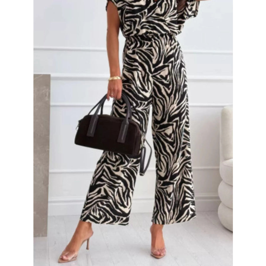Zebra Print Wide Leg Jumpsuit Apparel and Accessories
