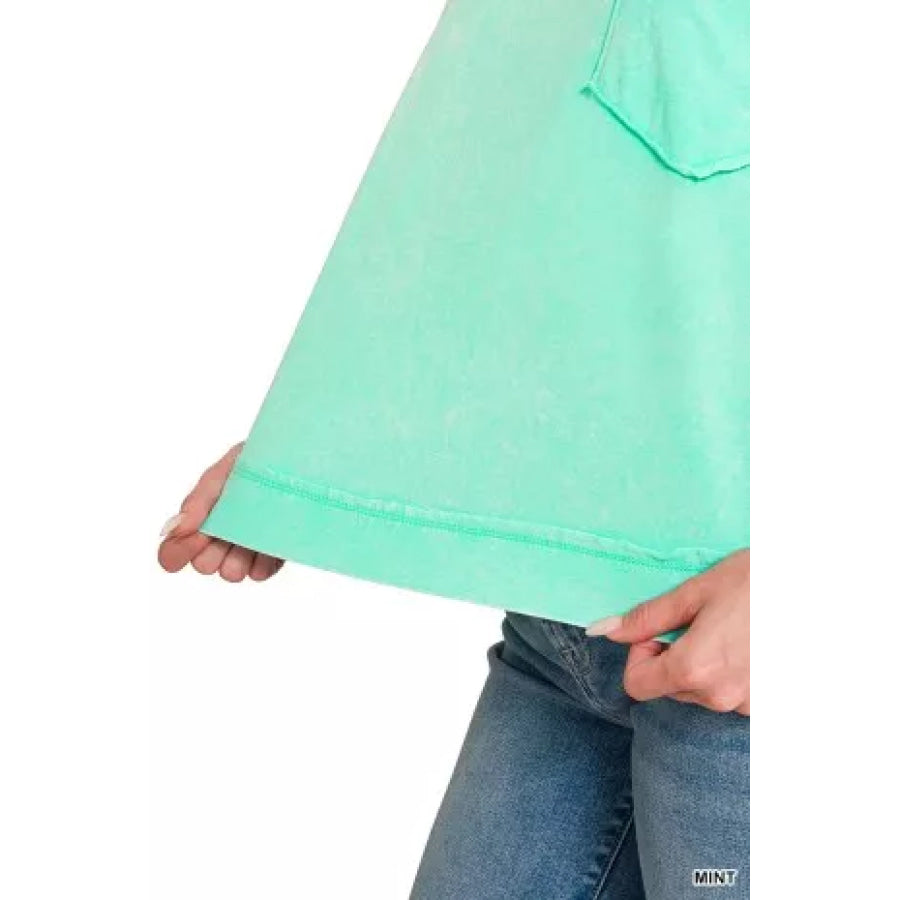 Zenana Acid Washed Round Neck Short Sleeve Oversized T-Shirt Apparel and Accessories