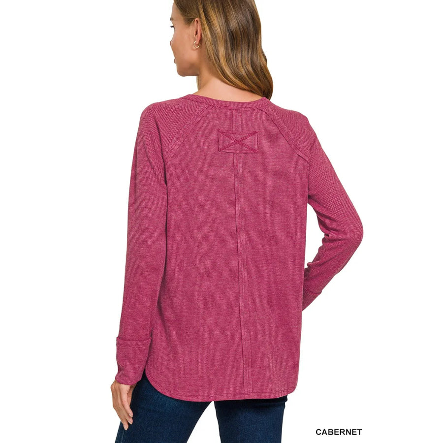 Zenana Baby Waffle Long Sleeve Top Apparel and Accessories