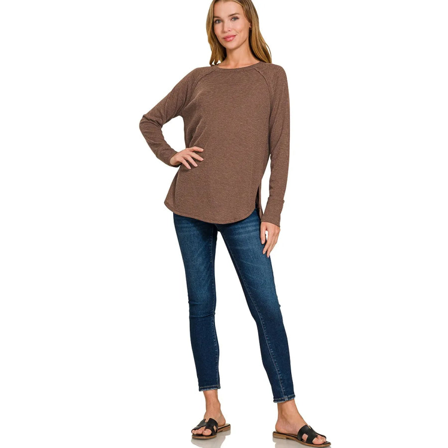 Zenana Baby Waffle Long Sleeve Top Apparel and Accessories