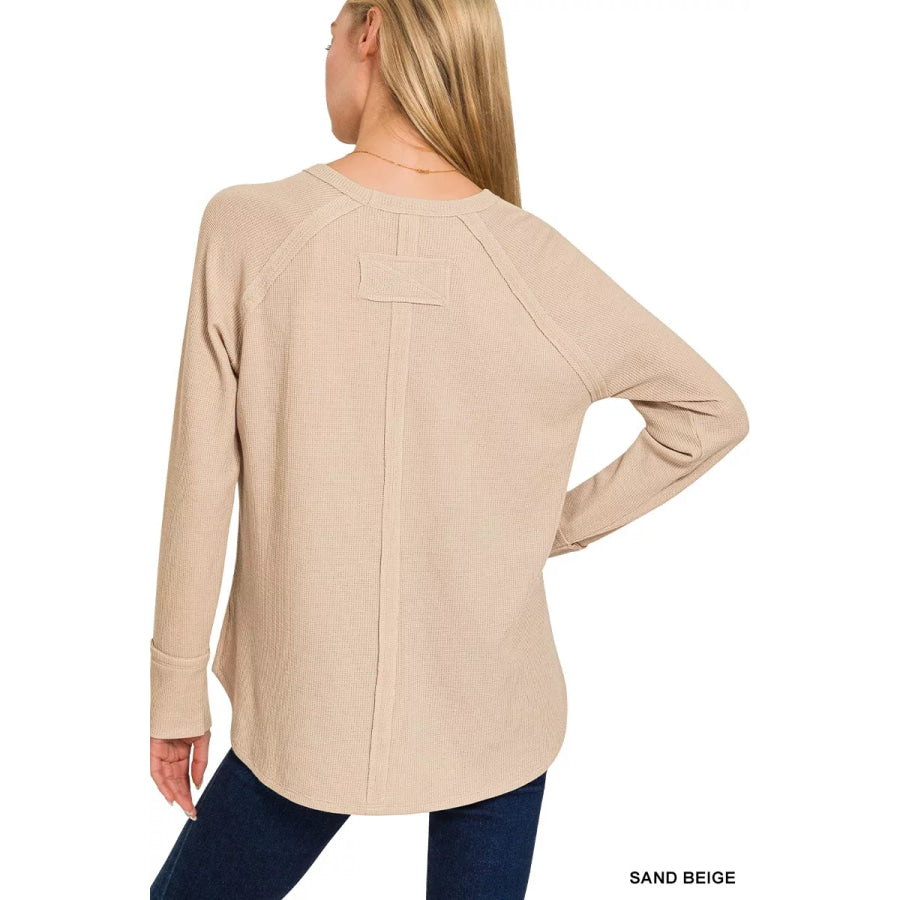 Zenana Baby Waffle Long Sleeve Top Apparel and Accessories