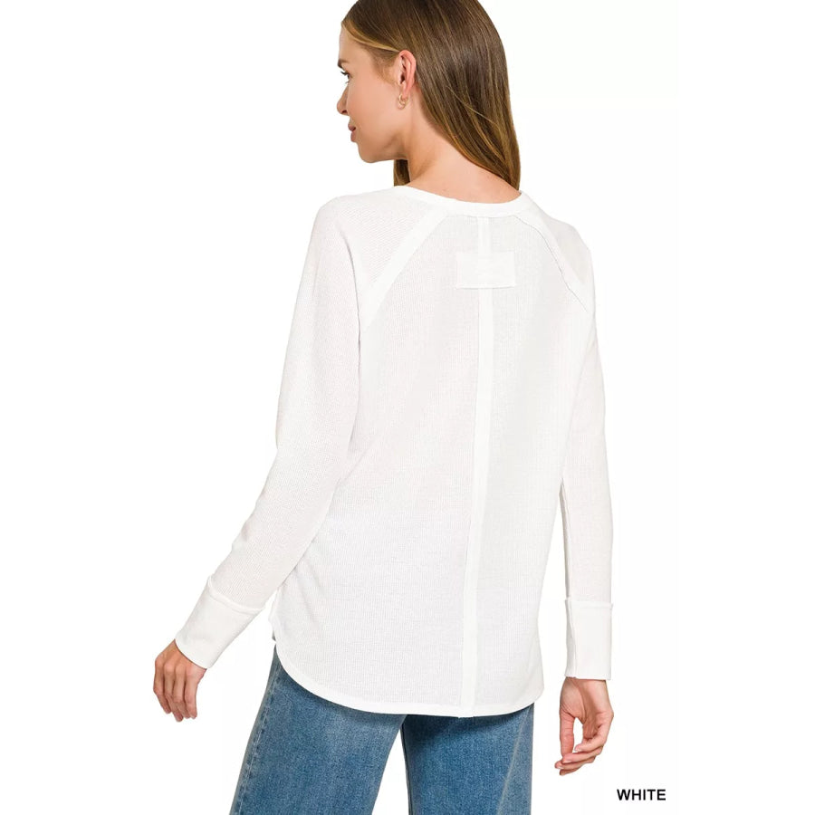 Zenana Baby Waffle Long Sleeve Top Apparel and Accessories