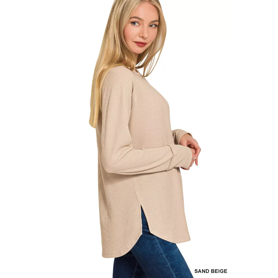 Zenana Baby Waffle Long Sleeve Top Apparel and Accessories