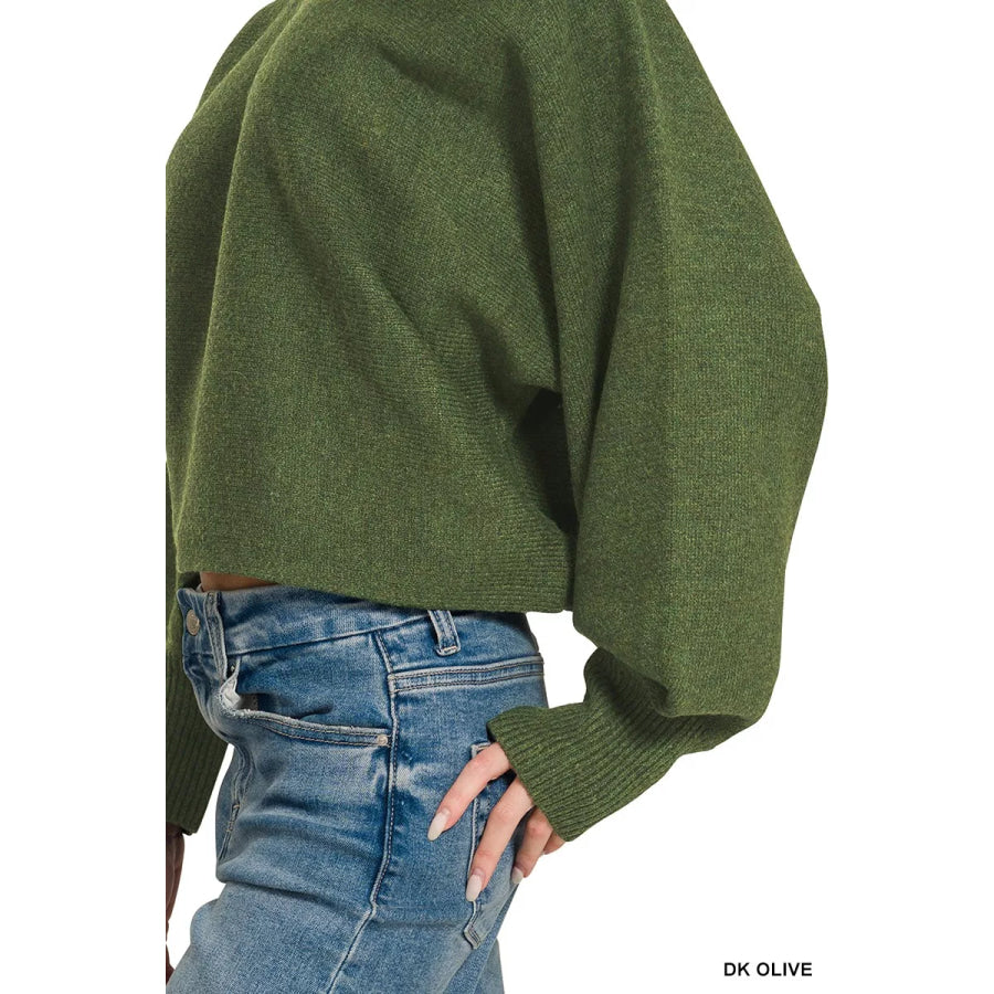 Zenana Boat Neck Balloon Sleeve Sweater Apparel and Accessories
