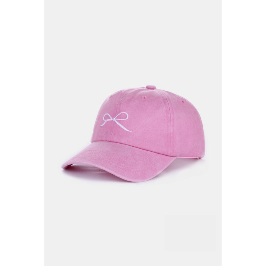 Zenana Bow Embroidered Washed Cotton Caps Apparel and Accessories