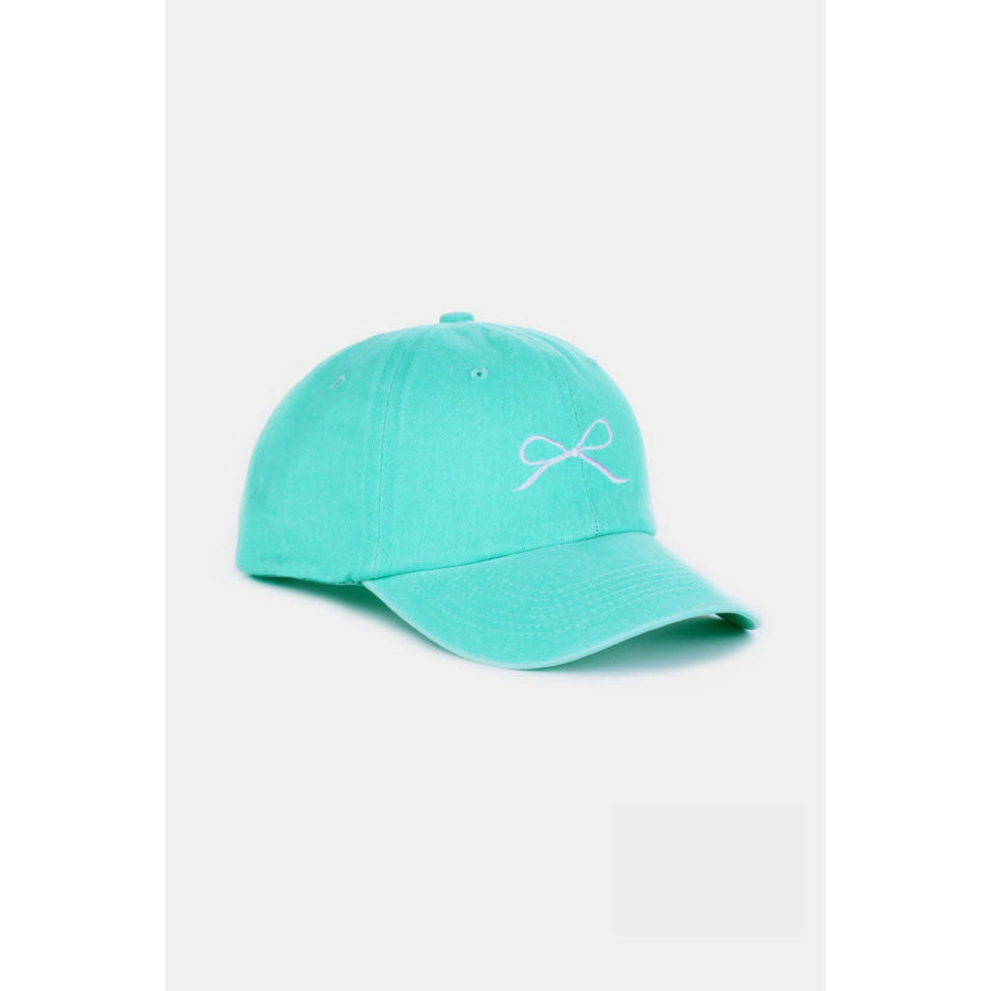 Zenana Bow Embroidered Washed Cotton Caps Apparel and Accessories