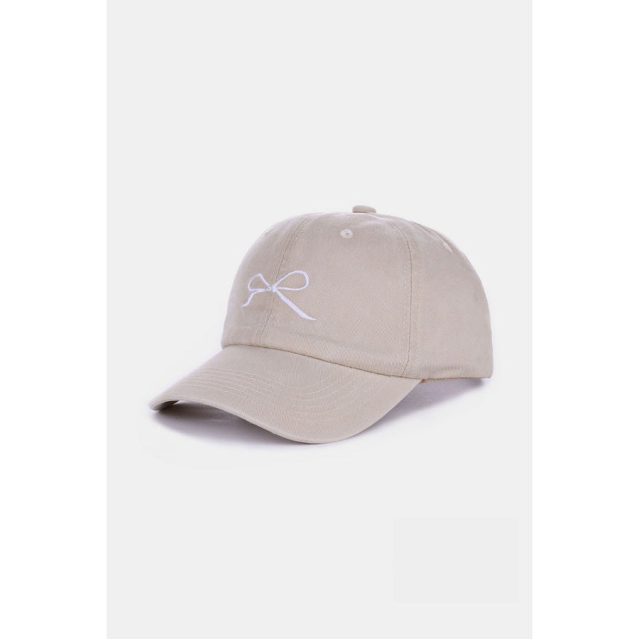 Zenana Bow Embroidered Washed Cotton Caps Apparel and Accessories