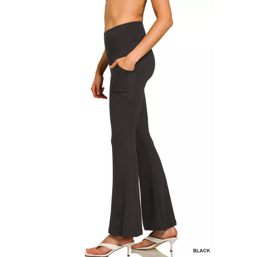 Zenana Brushed Dty Microfiber Flare Pants Apparel and Accessories