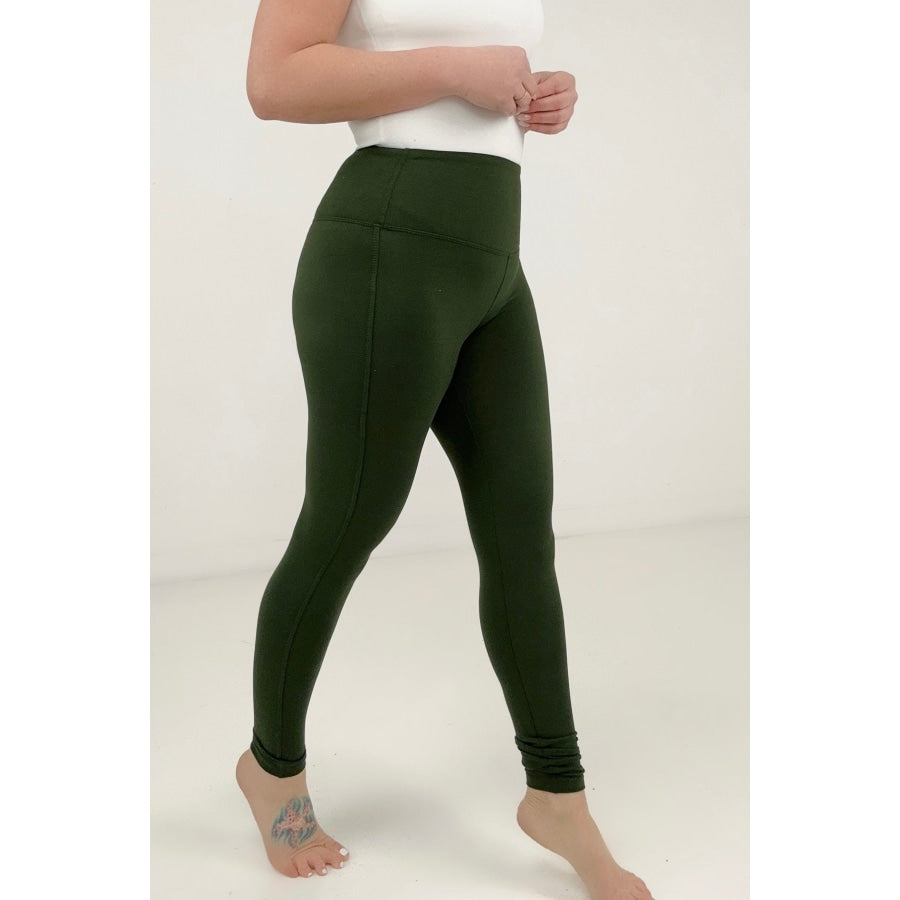 Zenana Brushed Microfiber Full Length Leggings Army Green / S Leggings