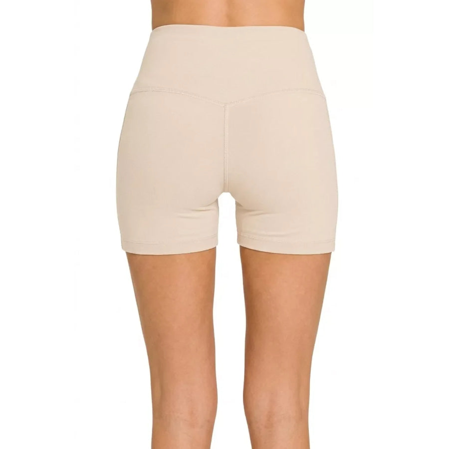 Zenana Brushed Microfiber Wide Waistband Biker Shorts Apparel and Accessories