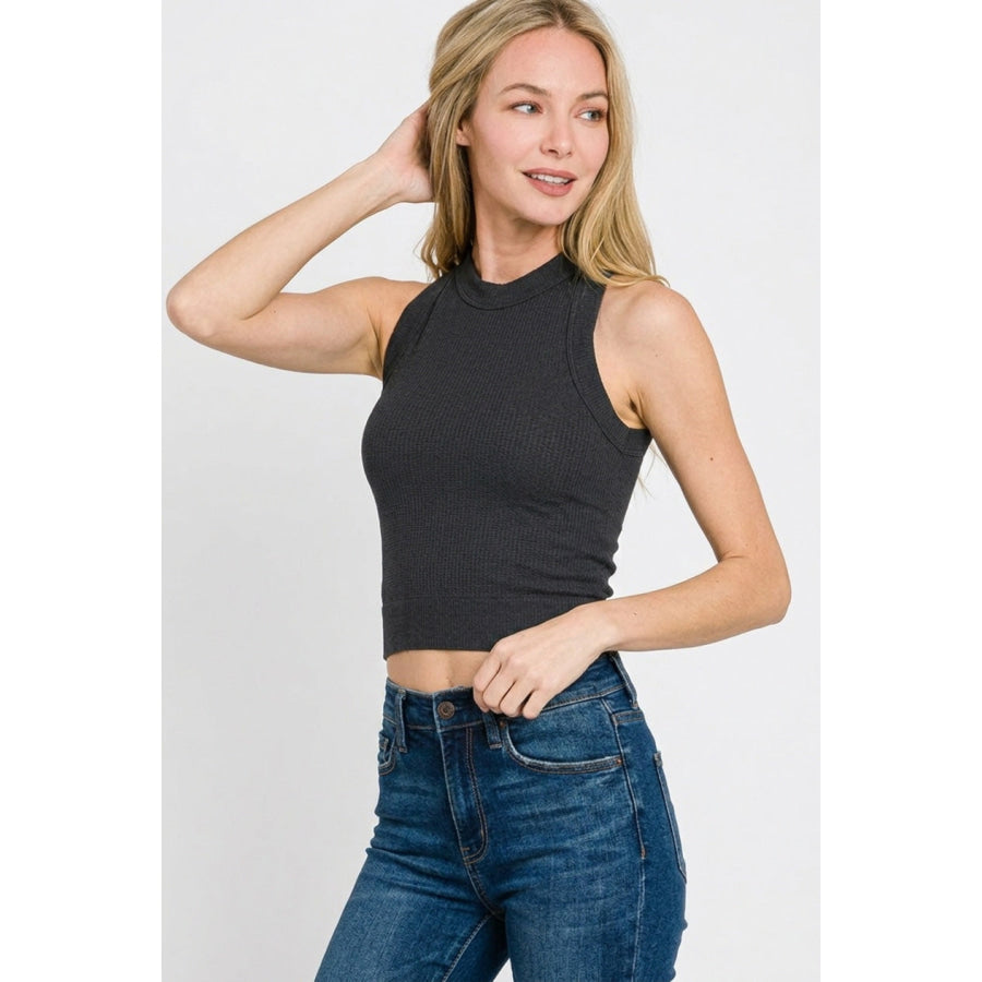 Zenana Built In Bra Seamless Crop Tank Top Apparel and Accessories