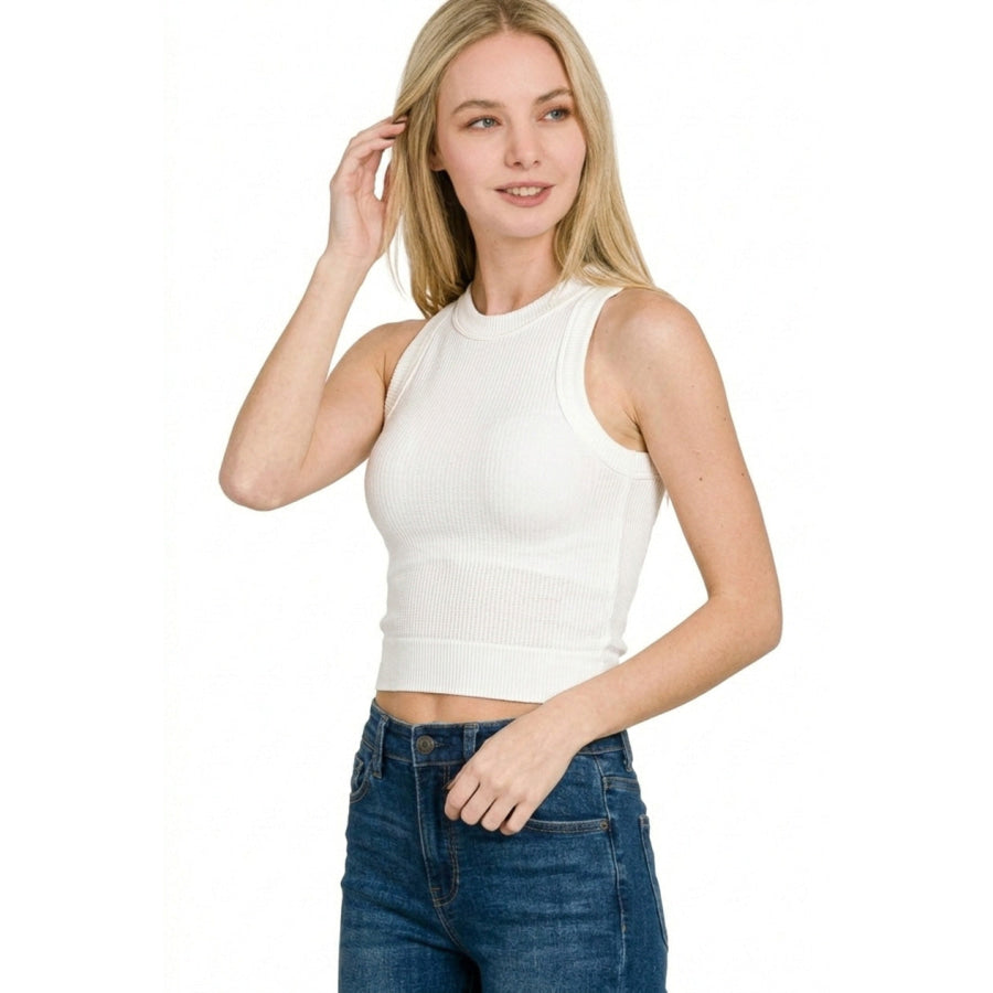 Zenana Built In Bra Seamless Crop Tank Top Apparel and Accessories