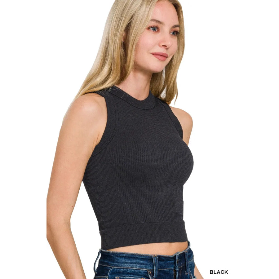 Zenana Built In Bra Seamless Crop Tank Top Apparel and Accessories